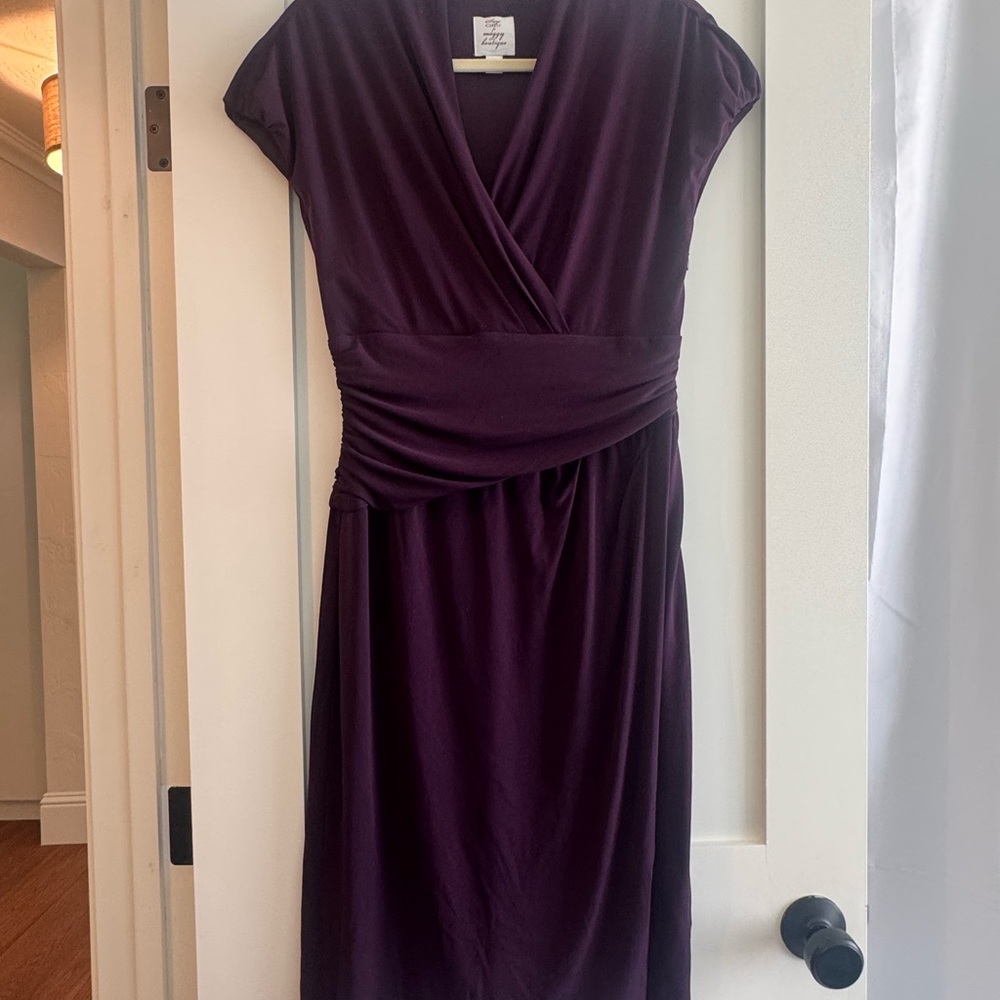 Suzi Chin for Maggy Boutique Plum Wrap-Style Midi Dress